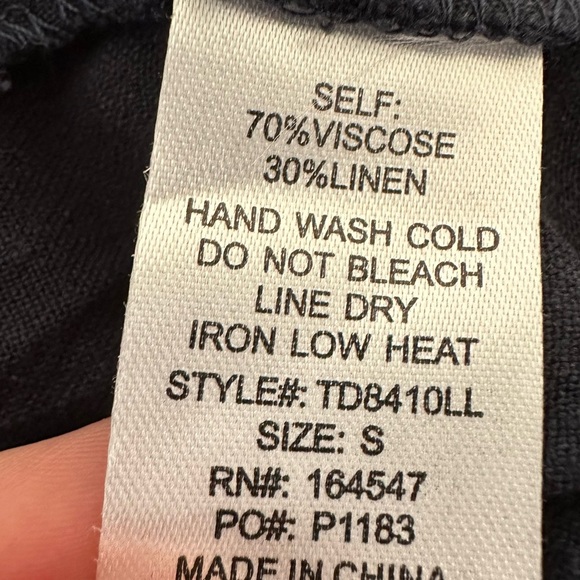 Navy Blue Strapless Linen Blend Midi Dress Tie Back Sz S - Picture 6 of 6